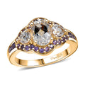 Lab Created White and Purple Sapphire 3.00 ctw Fancy Ring in 18K Vermeil Yellow Gold Over Sterling Silver (Size 10.0) - Sticky add to cart bar