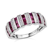 Lab Created Ruby and Lab Created White Sapphire 1.50 ctw Ring in Rhodium Over Sterling Silver (Size 10.0)