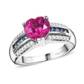 Lab Created Pink Sapphire and Multi Gemstone 3.00 ctw Fancy Ring in Platinum Over Sterling Silver (Size 10.0) - Sticky add to cart bar