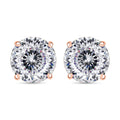 120 Facet Moissanite Solitaire Stud Earrings in 18K Vermeil Rose Gold Over Sterling Silver 2.00 ctw - Sticky add to cart bar