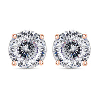 120 Facet Moissanite Solitaire Stud Earrings in 18K Vermeil Rose Gold Over Sterling Silver 2.00 ctw