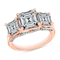 Heart and Arrow Cut Moissanite 5.35 ctw Ring in 18K Vermeil Rose Gold Over Sterling Silver