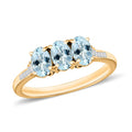 Luxoro Premium Santa Maria Aquamarine and G-H I2 Diamond 1.30 ctw Ring in 14K Yellow Gold - Sticky add to cart bar