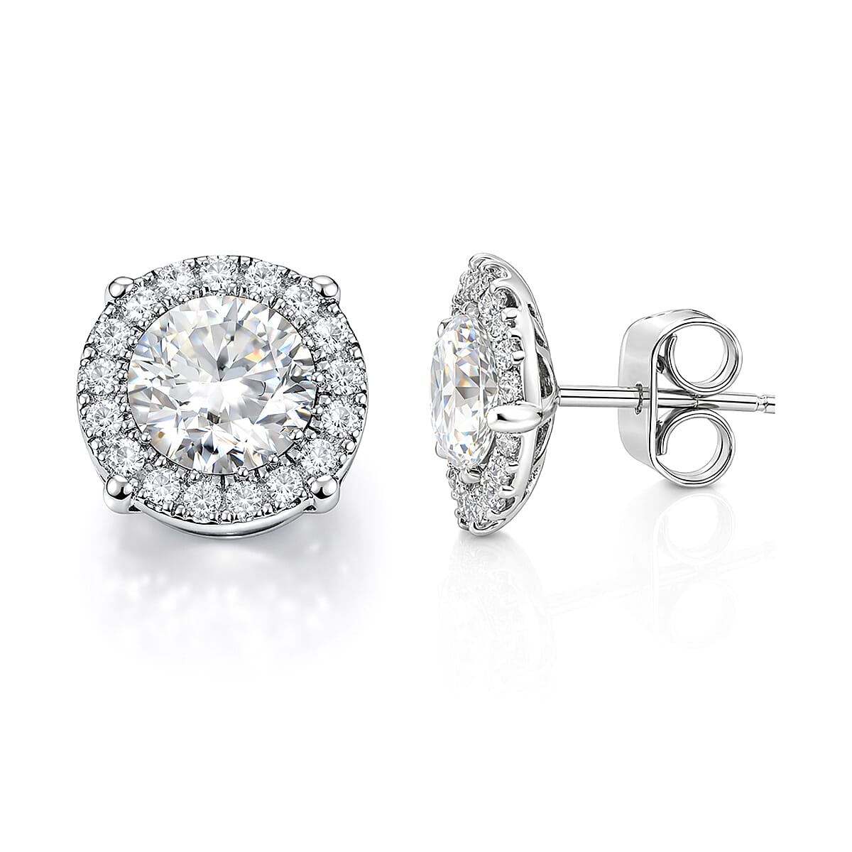 D'Joy Moissanite 1.80 ctw Earrings in Rhodium Over Sterling Silver