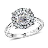 Moissanite 2.10 ctw Halo Ring in Rhodium Over Sterling Silver (Size 10.0)