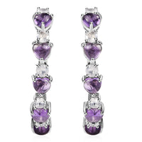 Karis African Amethyst and Rainbow Moonstone 4.65 ctw Hoop Earrings in Platinum Bond