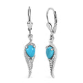 D'Joy Premium Sleeping Beauty Turquoise 1.35 ctw Leaf Earrings in Rhodium Over Sterling Silver - Sticky add to cart bar