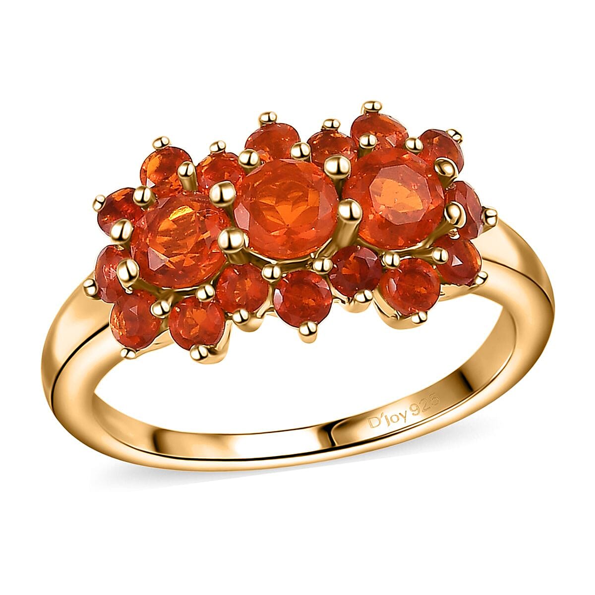 Crimson Fire Opal 1.20 ctw Flame Bloom Ring in 18K Vermeil Yellow Gold Over Sterling Silver (Size 10.0)
