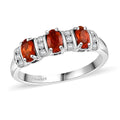 Crimson Fire Opal and White Zircon 0.75 ctw Sunset Trilogy Ring in Rhodium Over Sterling Silver (Size 10.0) - Sticky add to cart bar
