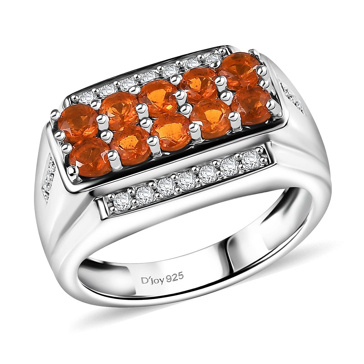 Crimson Fire Opal and White Zircon 1.20 ctw Men's Ring in Rhodium Over Sterling Silver