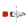 D'Joy Asscher Cut Crimson Fire Opal 0.70 ctw Solitaire Stud Earring in Rhodium Over Sterling Silver - Sticky add to cart bar
