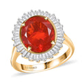 Luxoro 14K Yellow Gold AAA Crimson Fire Opal, Diamond (G-H, I2) (0.40 cts) Crimson Radiance Ring (Size 10.0) 2.80 ctw - Sticky add to cart bar
