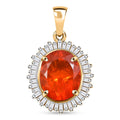 Luxoro AAA Crimson Fire Opal and Diamond G-H I2 3.50 ctw Scarlet Sunburst Pendant without Chain in 14K Yellow Gold - Sticky add to cart bar