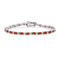 Crimson Fire Opal and Moissanite 4.60 ctw Fiery Tennis Bracelet in Rhodium Over Sterling Silver (6.50 In) - Sticky add to cart bar