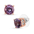 D'Joy Rose De France Amethyst and White Zircon5.10 ctw Solitaire Stud Earrings in 18K Vermeil RG Over Sterling Silver - Sticky add to cart bar