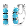 D'Joy Premium Sleeping Beauty Turquoise 3.10 ctw Hoop Earrings in Rhodium Over Sterling Silver - Sticky add to cart bar