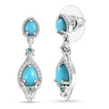 D'Joy Premium Sleeping Beauty Turquoise and Multi Gemstone 2.15 ctw Dangle Earrings in Rhodium Over Sterling Silver - Sticky add to cart bar