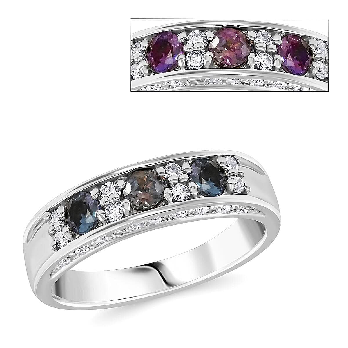 Chairman Vault Collection Certified & Appraised 900 Platinum AAAA Narsipatnam Alexandrite, Diamond (E-F, VS) (0.28 cts) Ring (Size 10.0) (9.30 g) 0.74 ctw