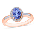 Tanzanite and White Diamond 1.65 ctw Ring in 18K Vermeil Rose Gold Over Sterling Silver - Sticky add to cart bar