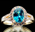 Iliana 18K Yellow Gold  AAAA   Blue Zircon ,  White Diamond  SI Ring 3.35 ctw ,  Gold Wt. 5.11 g - Sticky add to cart bar