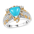 Premium Sleeping Beauty Turquoise and White Zircon 1.85 ctw Ring in 18K Vermeil YG and Rhodium Over Sterling Silver - Sticky add to cart bar