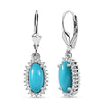 D'Joy Premium Sleeping Beauty Turquoise and White Zircon 2.75 ctw Sunburst Earrings in Rhodium OverSterling Silver - Sticky add to cart bar