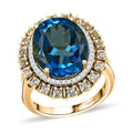 Premium London Blue Topaz, Multi Gemstone Ring in 18K Vermeil YG Over Sterling Silver (Size 6.0) 13.65 ctw - Sticky add to cart bar