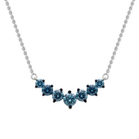 Luxuriant Lab Grown Blue Diamond (IR) SI 1.00 ctw Midnight Crescent Necklace in Rhodium Over Sterling Silver 20 Inches