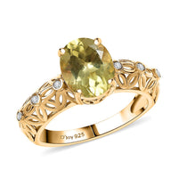 Premium Yellow Apatite and Diamond 2.75 ctw Fancy Ring in 18K Vermeil Yellow Gold Over Sterling Silver (Size 10.0)