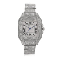 Genoa Austrian Crystal Japanese Movement Watch in Silvertone with Stainless Steel Butterfly Buckle
