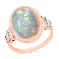 Luxoro Premium Ethiopian Welo Opal and G-H I3 Diamond Ring in 10K Yellow Gold (Size 10.0) 5.70 ctw