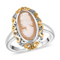 Natural Italian Conch Cameo Ring in 18K YG Vermeil and Rhodium Over Sterling Silver (Size 10.0) 1.65 ctw - Sticky add to cart bar