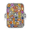 Multi-Sapphire, Multi Gemstone Ring in Rhodium Over Sterling Silver (Size 10.0) 6.00 ctw - Sticky add to cart bar