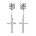 Moissanite 1.85 ctw Cross Earrings in Rhodium Over Sterling Silver - Sticky add to cart bar