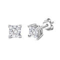 Squartuguese Cut Moissanite 3.90 ctw Solitaire Stud Earrings in Rhodium Over Sterling Silver - Sticky add to cart bar