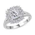 Moissanite (Cush 7x7 mm) Ring in Rhodium Over Sterling Silver (Size 10.0) 1.85 ctw - Sticky add to cart bar