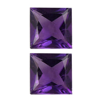 AA African Amethyst Set of 2 (Sqr 5 mm) 1.04 ctw Loose Gemstone