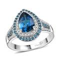 Premium London Blue Topaz, Multi Gemstone Ring in Rhodium Over Sterling Silver (Size 10.0) 3.00 ctw - Sticky add to cart bar