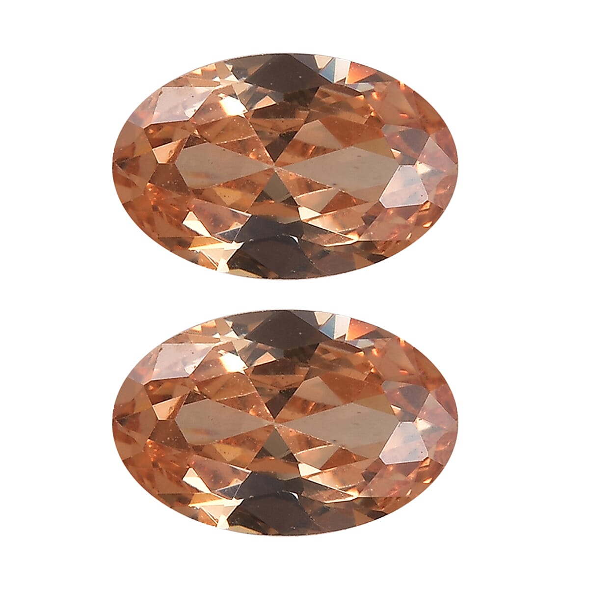Simulated Champagne Diamond Set of 2 (Ovl 6x4 mm) 1.23 ctw Loose Gemstone