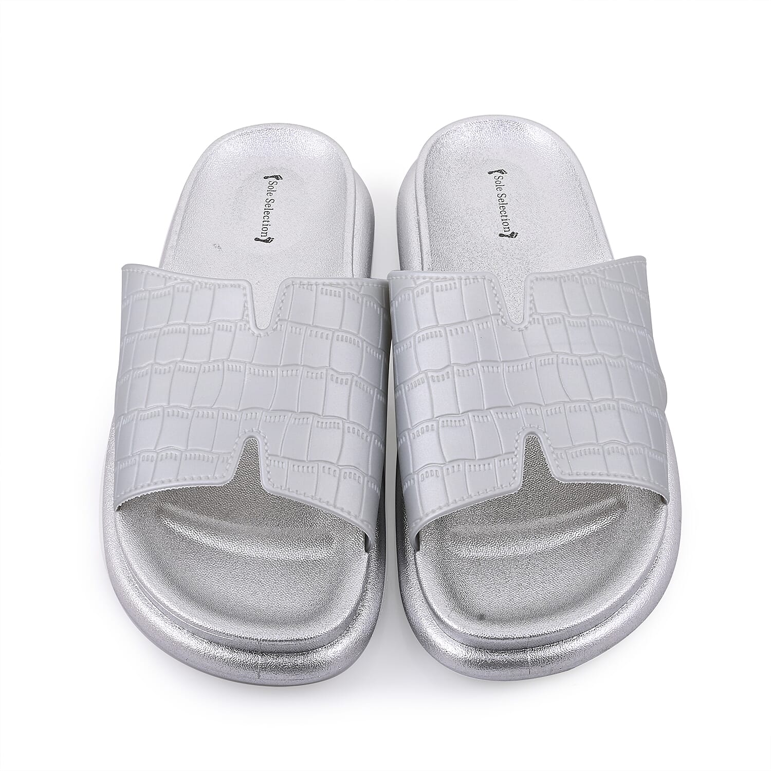 SOLE SELECTIONS Silver EVA Faux Embossed PU Slide - S