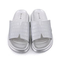 SOLE SELECTIONS Silver EVA Faux Embossed PU Slide - S - Sticky add to cart bar