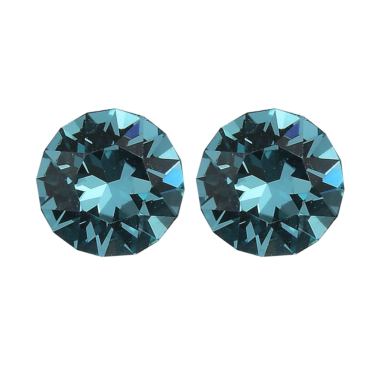 Light Turquoise Crystal by Swarovski Set of 2 (Rnd 5.3 mm) 0.84 ctw Loose Gemstone