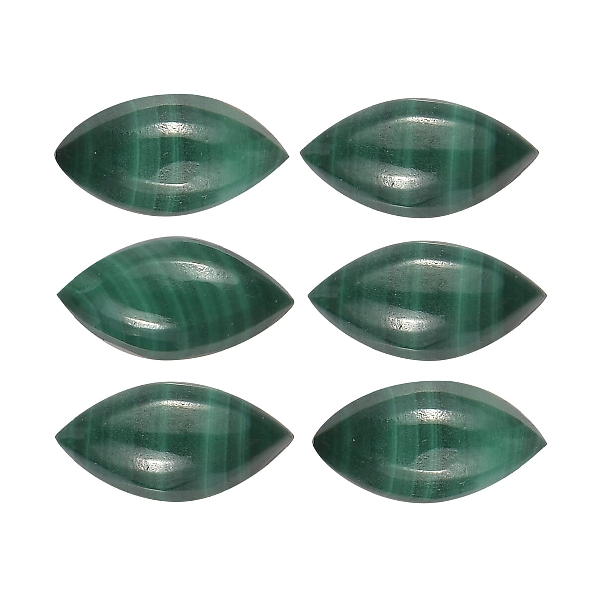 African Malachite Set of 6 (Mrq 5x2.5 mm) 1.48 ctw Loose Gemstone