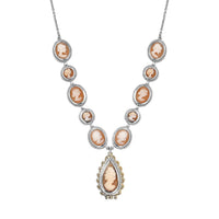 D'Joy Natural Italian Conch Cameo 12.65 ctw Victorian Elegance Necklace in 18K Vermeil YG and Rhodium Over Sterling Silver 18 Inches