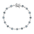 Santa Maria Aquamarine and Moissanite 4.10 ctw Ocean Whisper Bracelet in Rhodium Over Sterling Silver (7.25 In) - Sticky add to cart bar