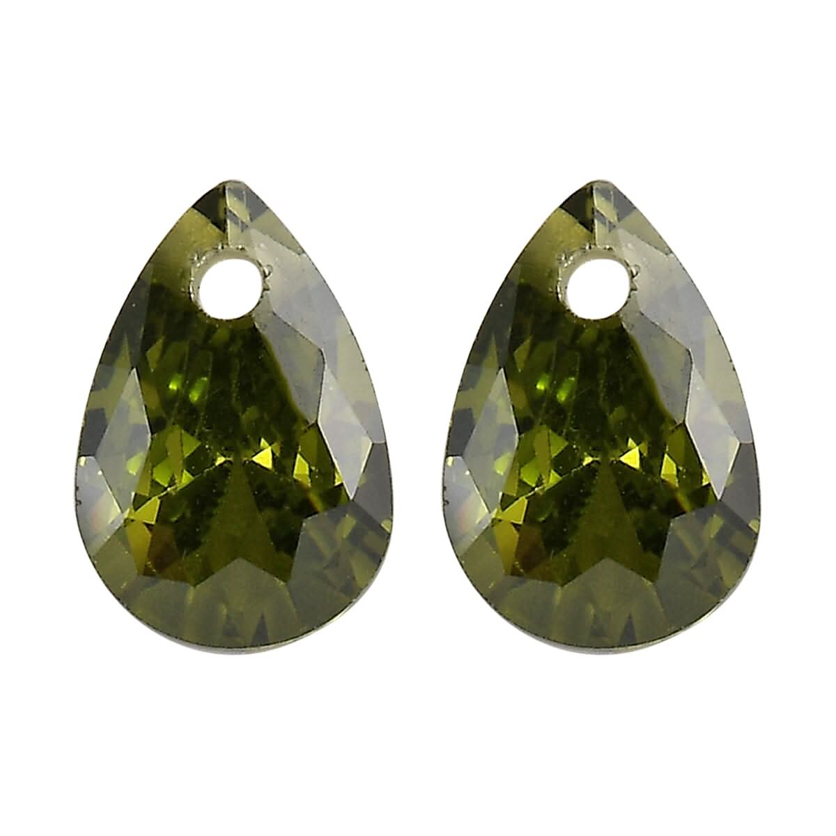 Simulated Peridot Diamond Set of 2 (Pear 6x4mm) 1.19 ctw Loose Gemstone