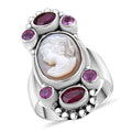 Sajen Silver Pink Cameo, Multi Gemstone Ring in Sterling Silver (Size 10.0) 1.50 ctw - Sticky add to cart bar