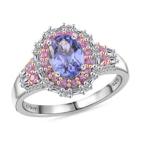 D'Joy Tanzanite, Multi Gemstone Ring in 18K Vermeil RG and Rhodium Over Sterling Silver (Size 6.0) 2.30 ctw