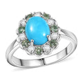 Premium Sleeping Beauty Turquoise,  Multi Gemstone Ring in Rhodium Over Sterling Silver (Size 10.0) 2.60 ctw - Sticky add to cart bar