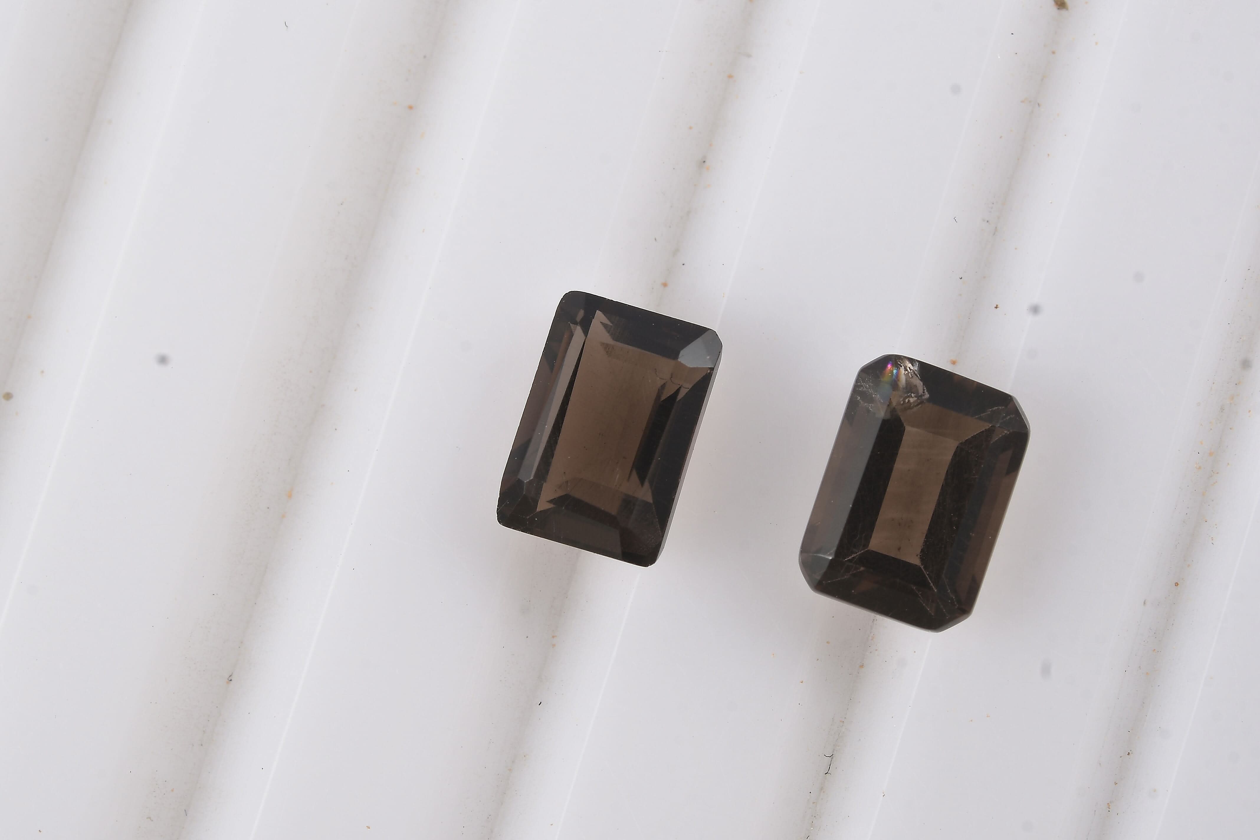Smoky Quartz Set of 2 (Oct 7x5 mm) 1.96 ctw Loose Gemstone
